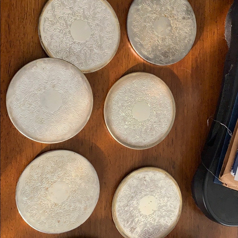 Genuine silver coasters set of 6 - Picture 4 of 7